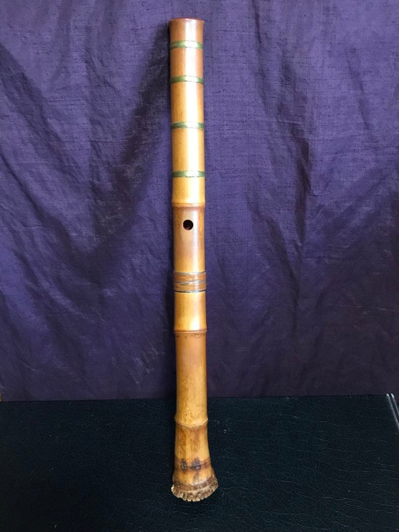 竹風在銘 銀三線尺八 54.5cm 東N7-1025① 琴古流 尺