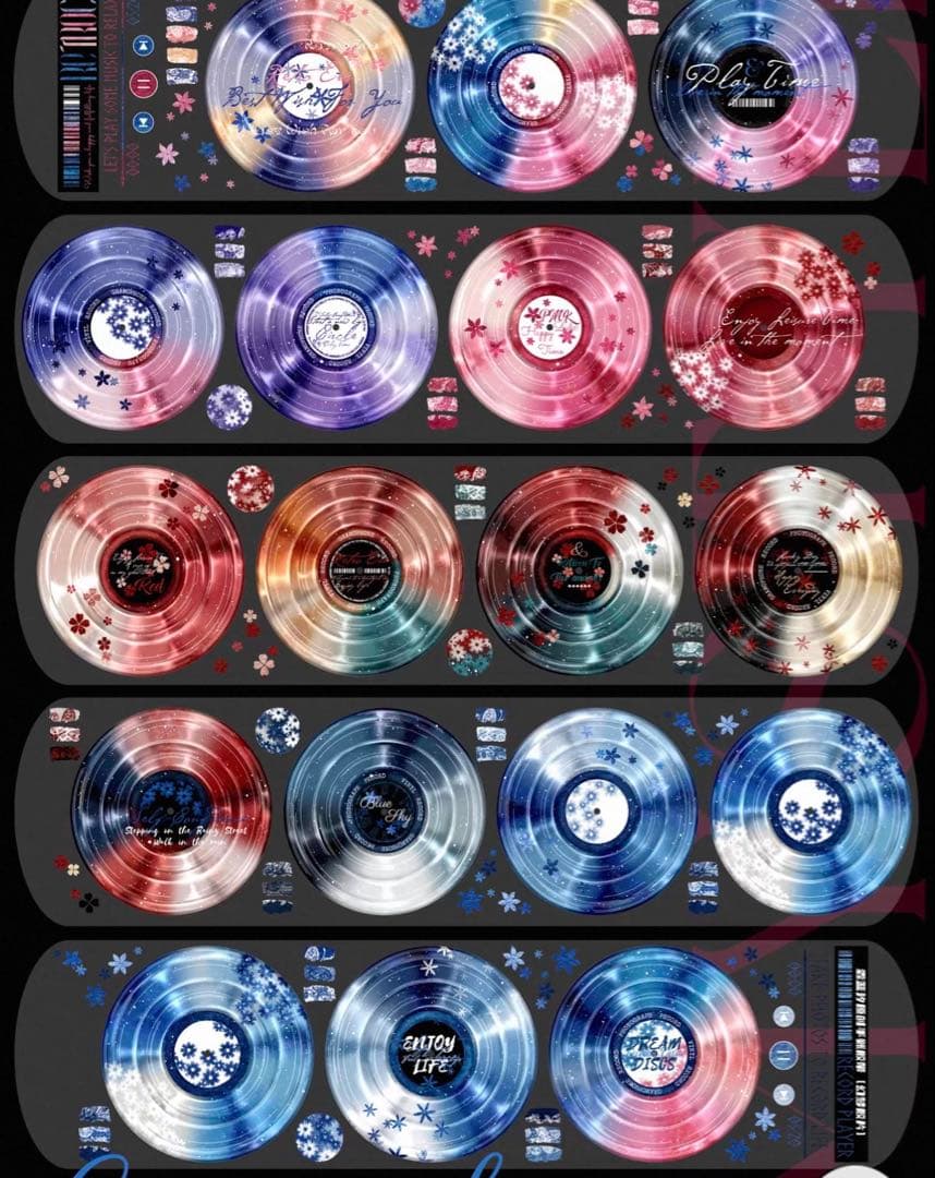 霖蓝汐原创手账《幻梦唱片》海外マスキングテープ　マステ 【2652】