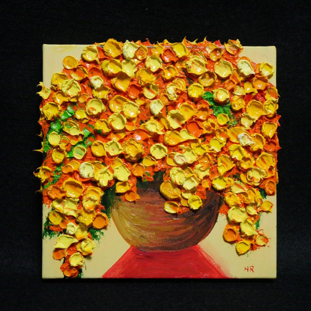 油絵 油彩 絵 絵画 アートパネル【ミモザ】