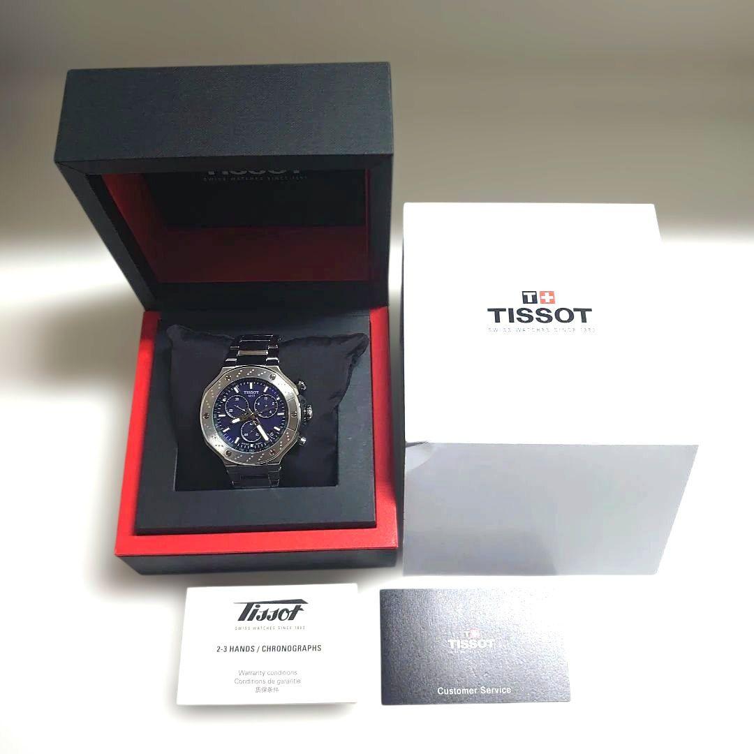 極美品TISSOTティソ T-レース T141417B　ブルー　クォーツ