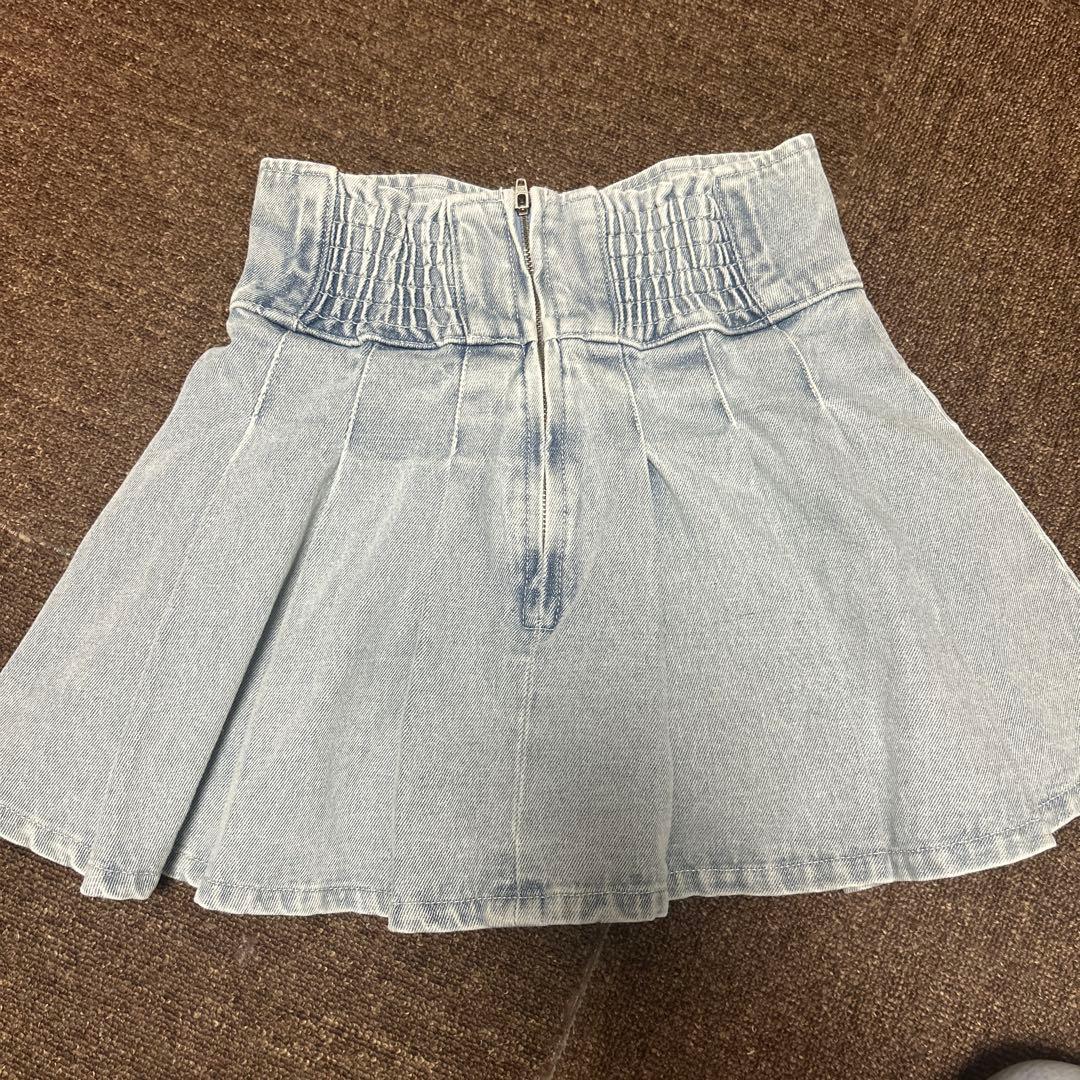 デニムプリーツスカート ライトブルー