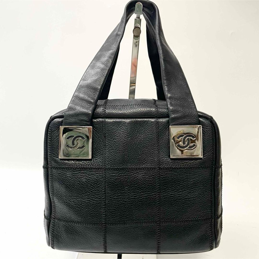 sigeta19シャネル　キャビアスキン　チョコバー　ハンド　ミニボストン