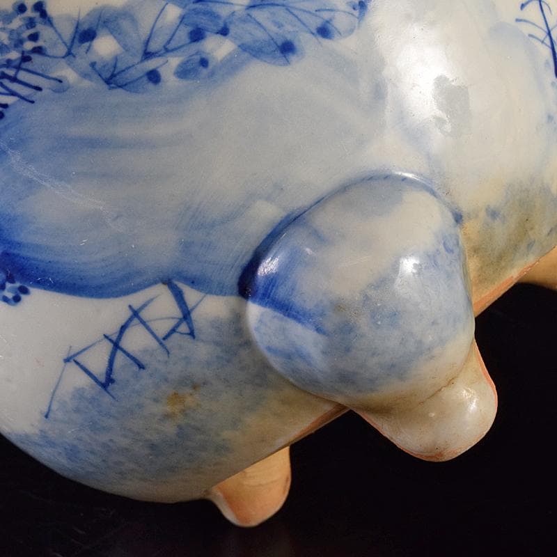 瀬戸焼　古瀬戸　花草文　三つ足植木鉢　蘭鉢　V　R8265