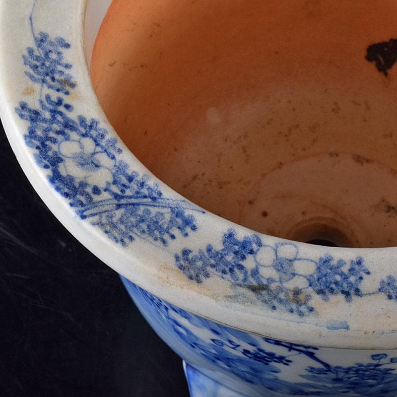 瀬戸焼　古瀬戸　花草文　三つ足植木鉢　蘭鉢　V　R8265