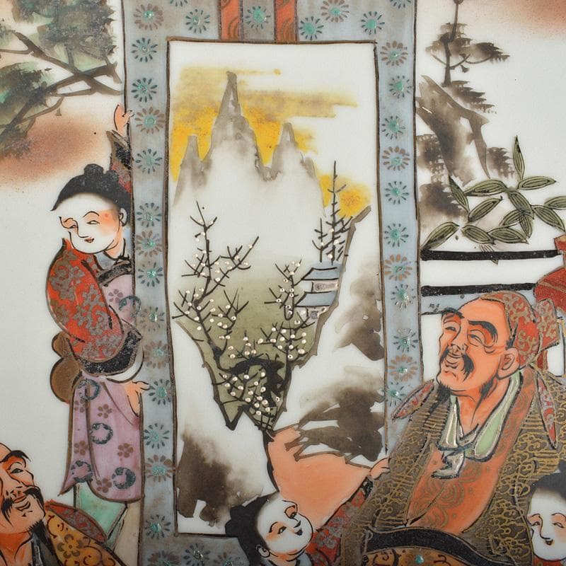 九谷焼　古九谷　正山造　色絵金彩　人物文　大皿　飾皿　V　R6214F