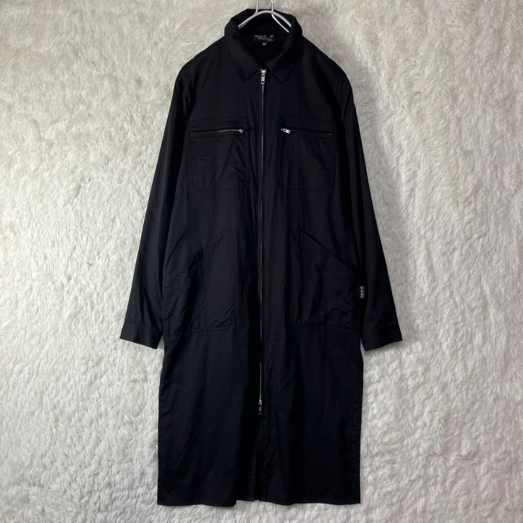 美品 アニエスベーオム ロングコート ジャケット ジップ コットン 日本製 S
