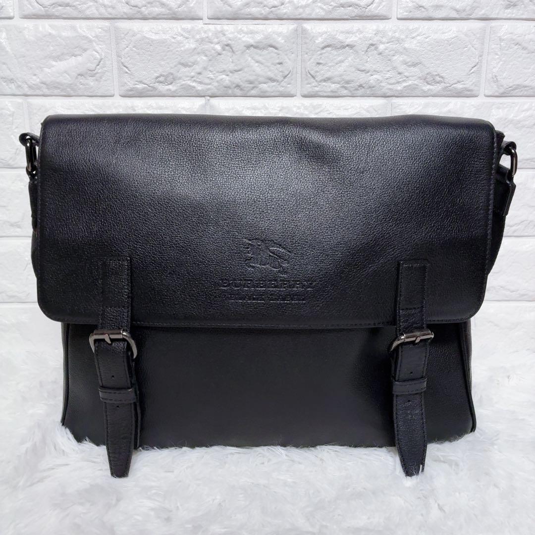 BURBERRY BLACK LABEL ショルダーバッグ 黒 ビジネス レザー