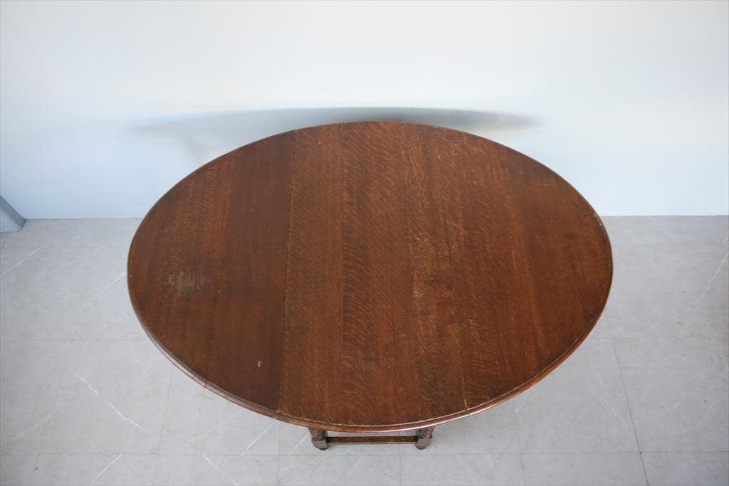 英国アンティーク木製ゲートレッグテーブル/ダイニング机バタフライ(92-156)