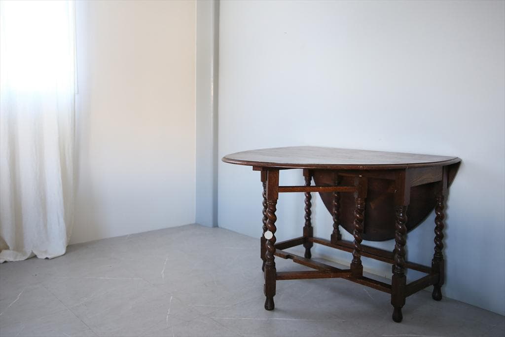 英国アンティーク木製ゲートレッグテーブル/ダイニング机バタフライ(92-156)