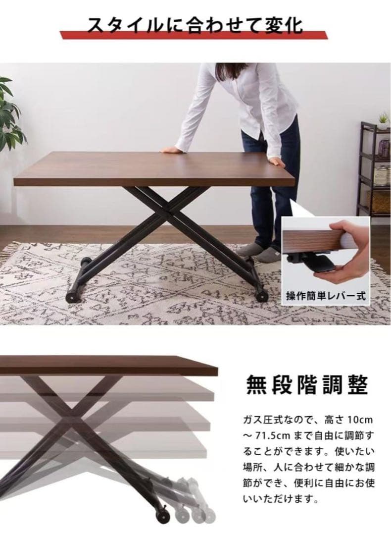 大理石調折りたたみテーブル 120cm x 80cm