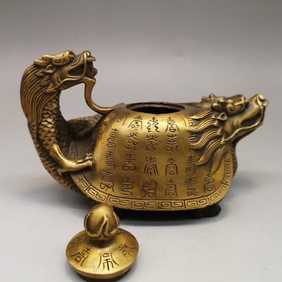 大明宣徳百寿龍亀銅壺 工芸品 美術品 置物