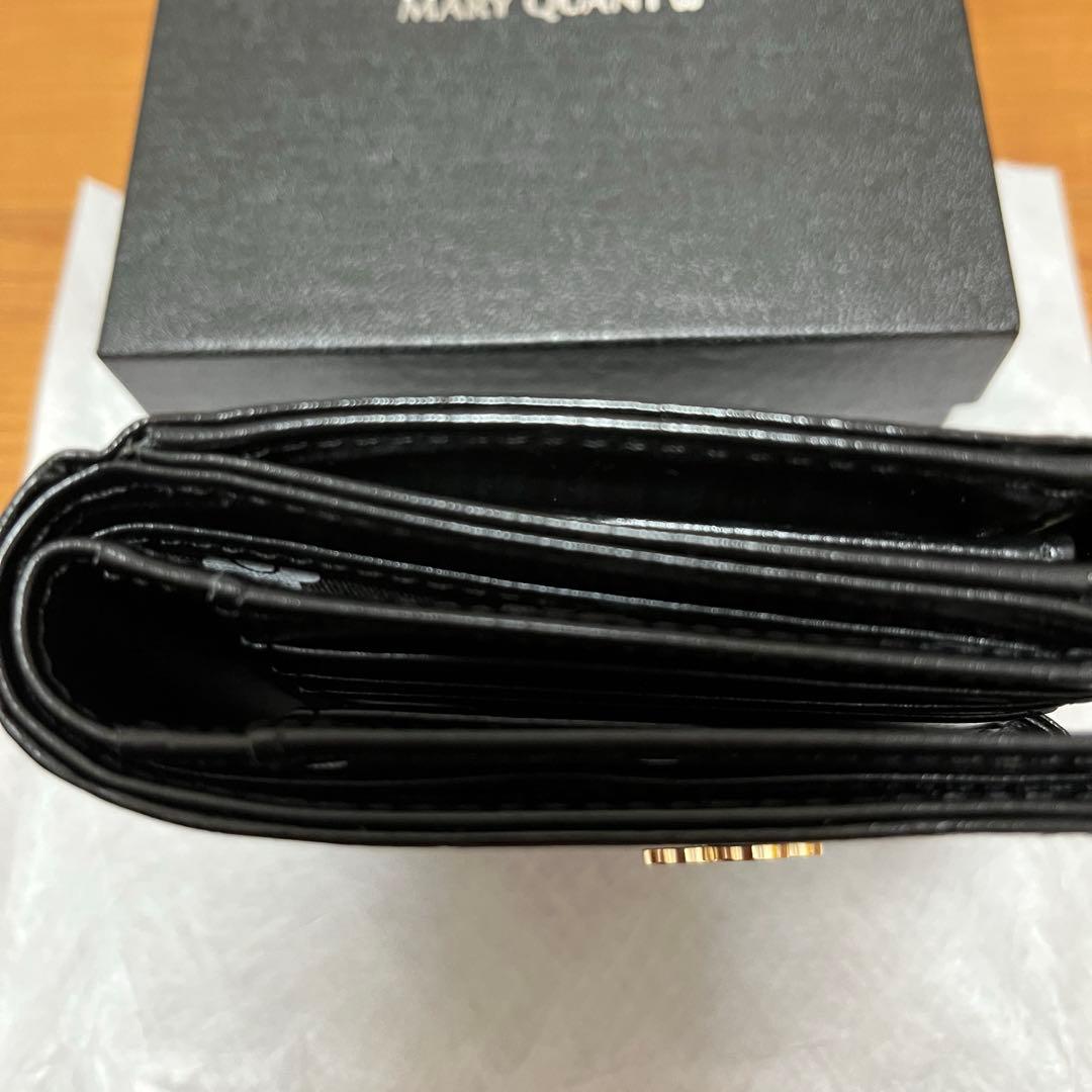 マリークワント 折り財布 ブラック 牛革 ウォレット クロコ型押し