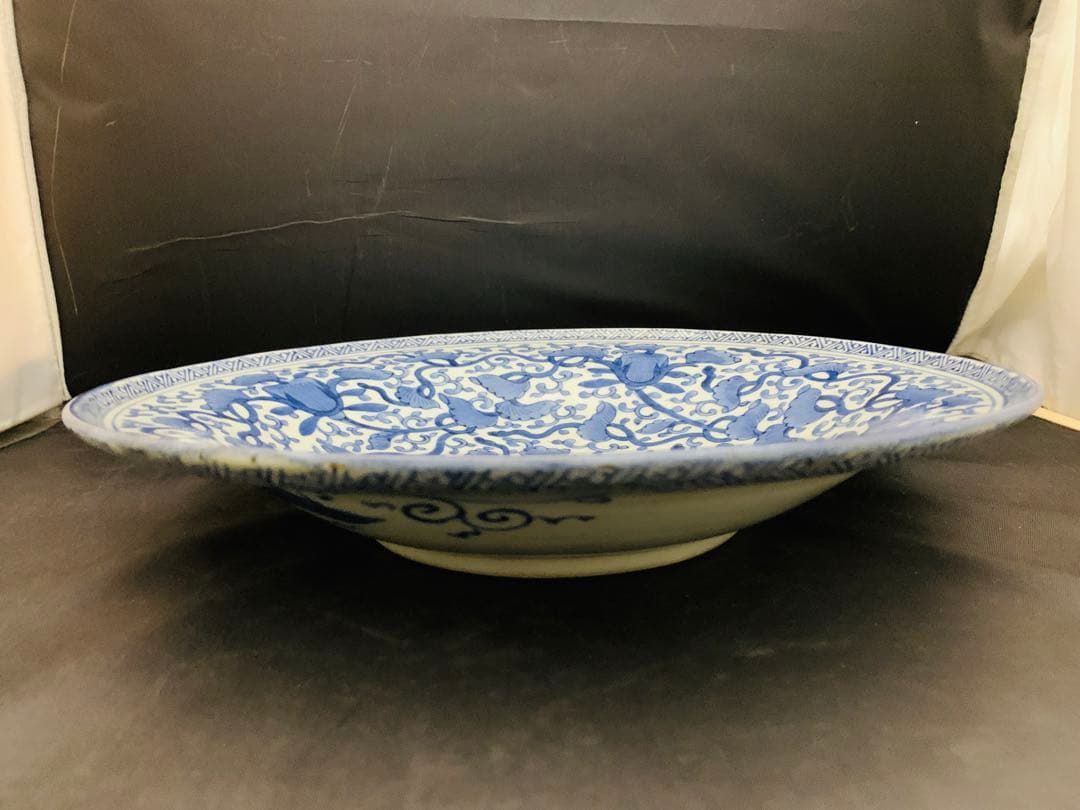 古伊万里 花唐草 大皿 深鉢 約直径38㎝
