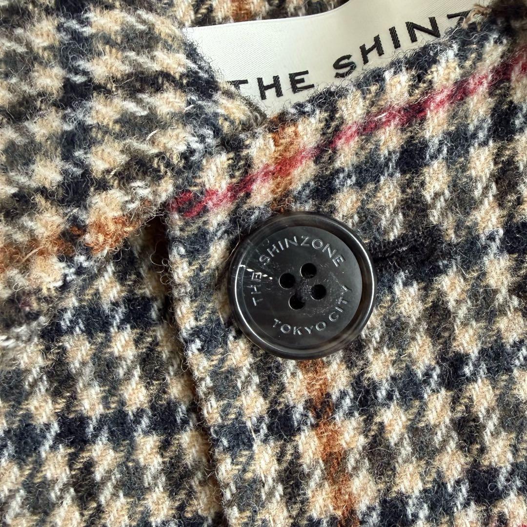 美品 シンゾーン バルマカーンコート チェック 34 クラブチェック