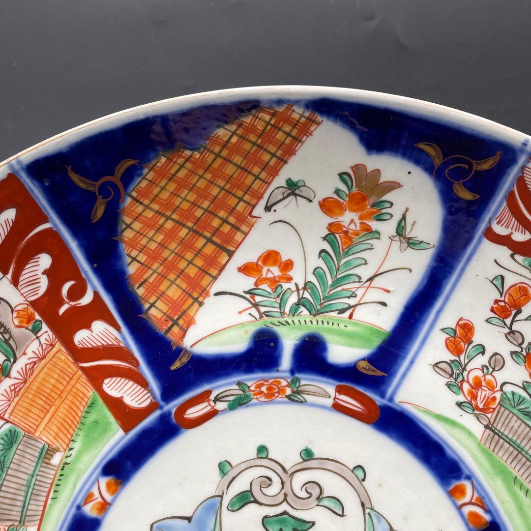 伊万里・有田焼 明治時代 色絵大皿 金彩 飾り皿 40cm