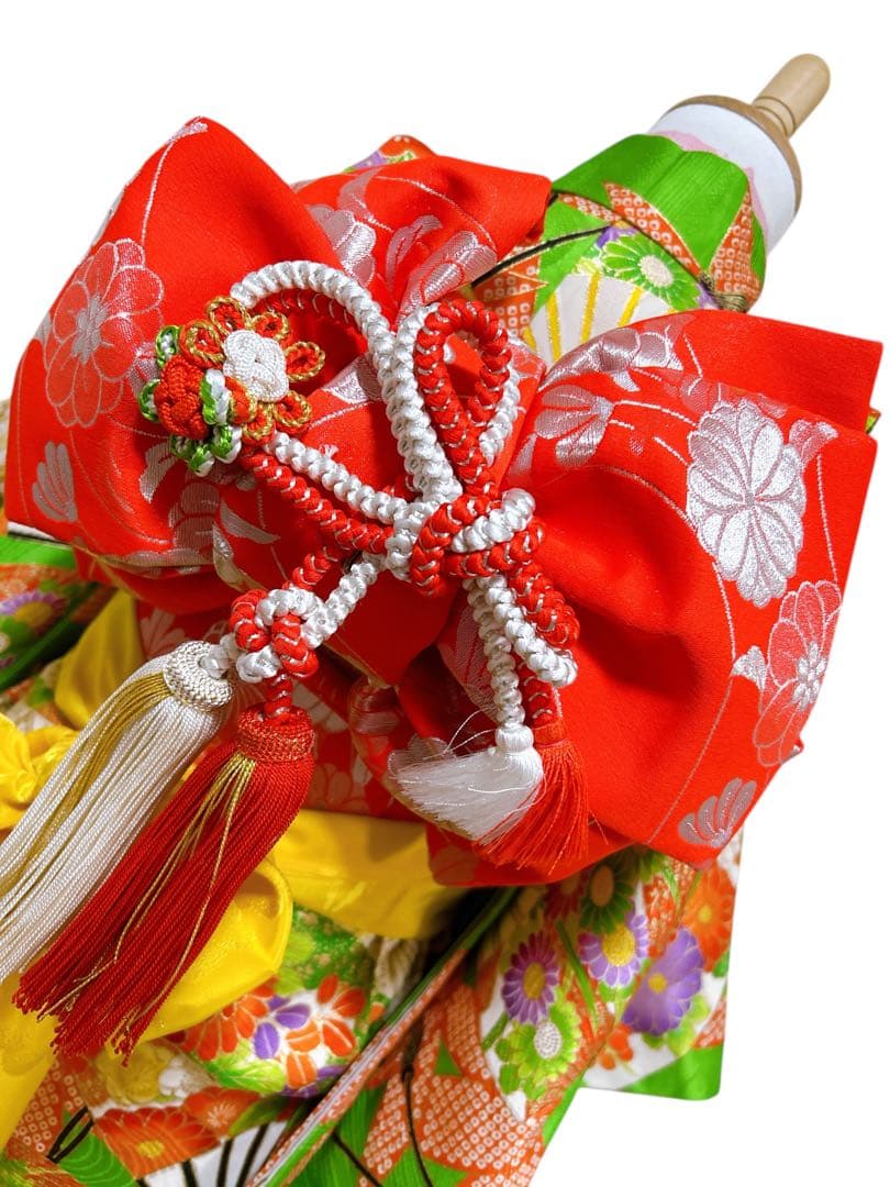 華やかなレトロ着物♡七五三　7歳　女の子　セット　一式　黄緑系