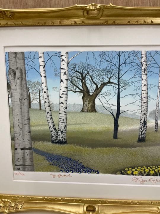 白樺 リトグラフ(ゴールド)