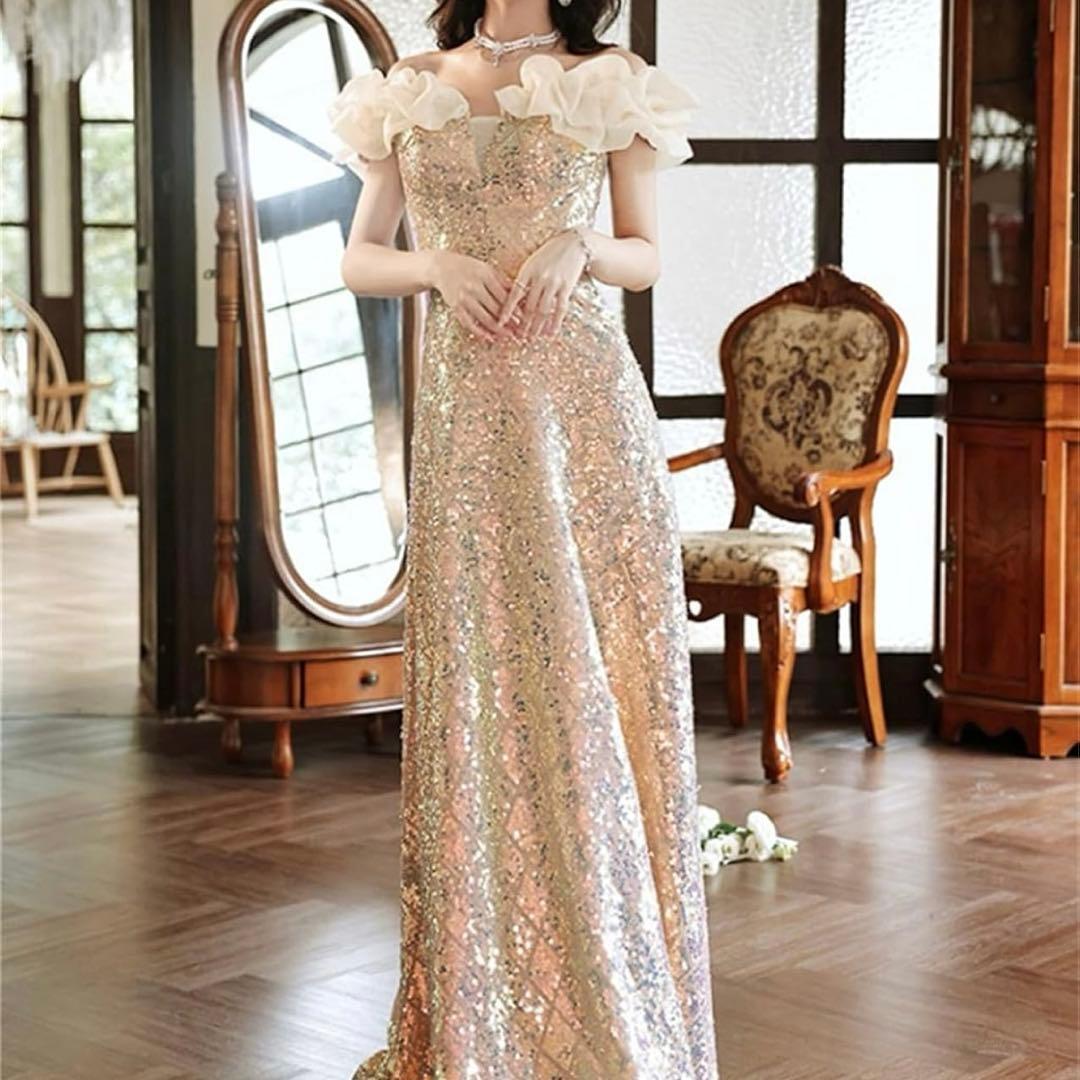 年末年始セール！！スパンコール　ゴールド　ドレス