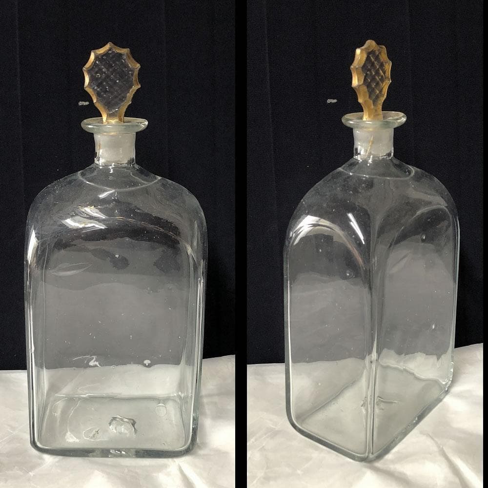 e1926 古ガラス ガラス瓶 金彩 ボトル (参考資料 白洲正子 貯蔵品)