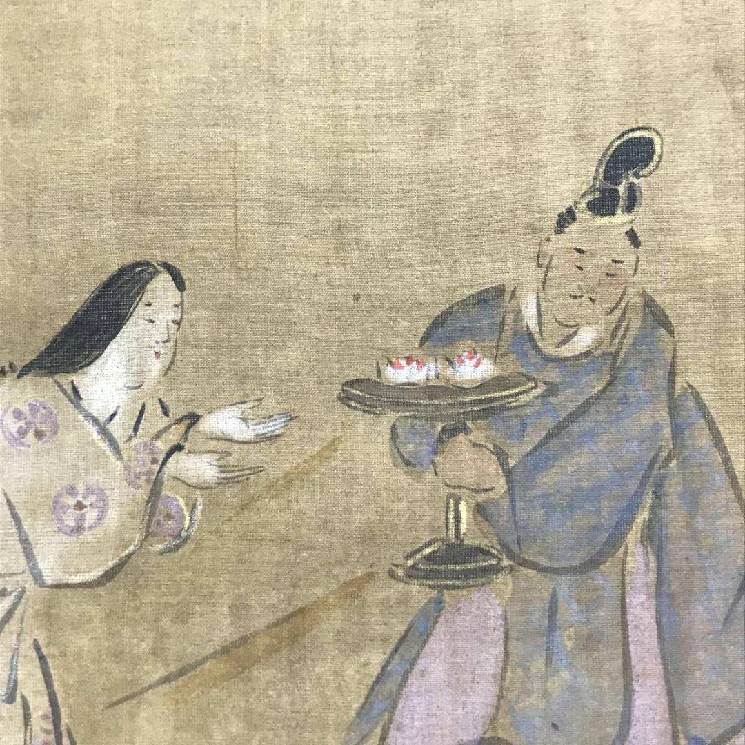 【真作】大石真虎/人物宴会席図/掛軸/名家伝来/AC-685