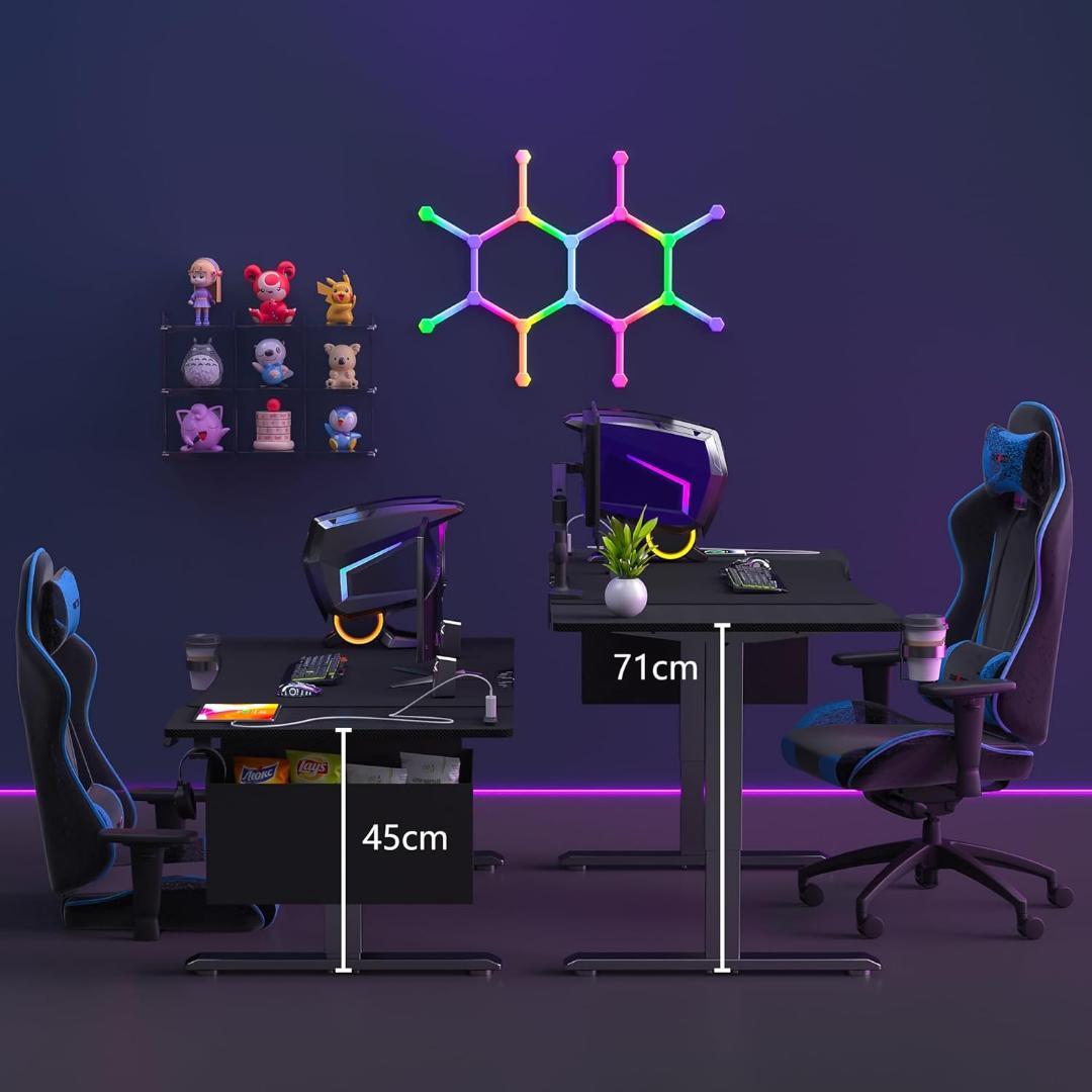 【炭素繊維天板・高さ無段階調節】ゲーミングデスク