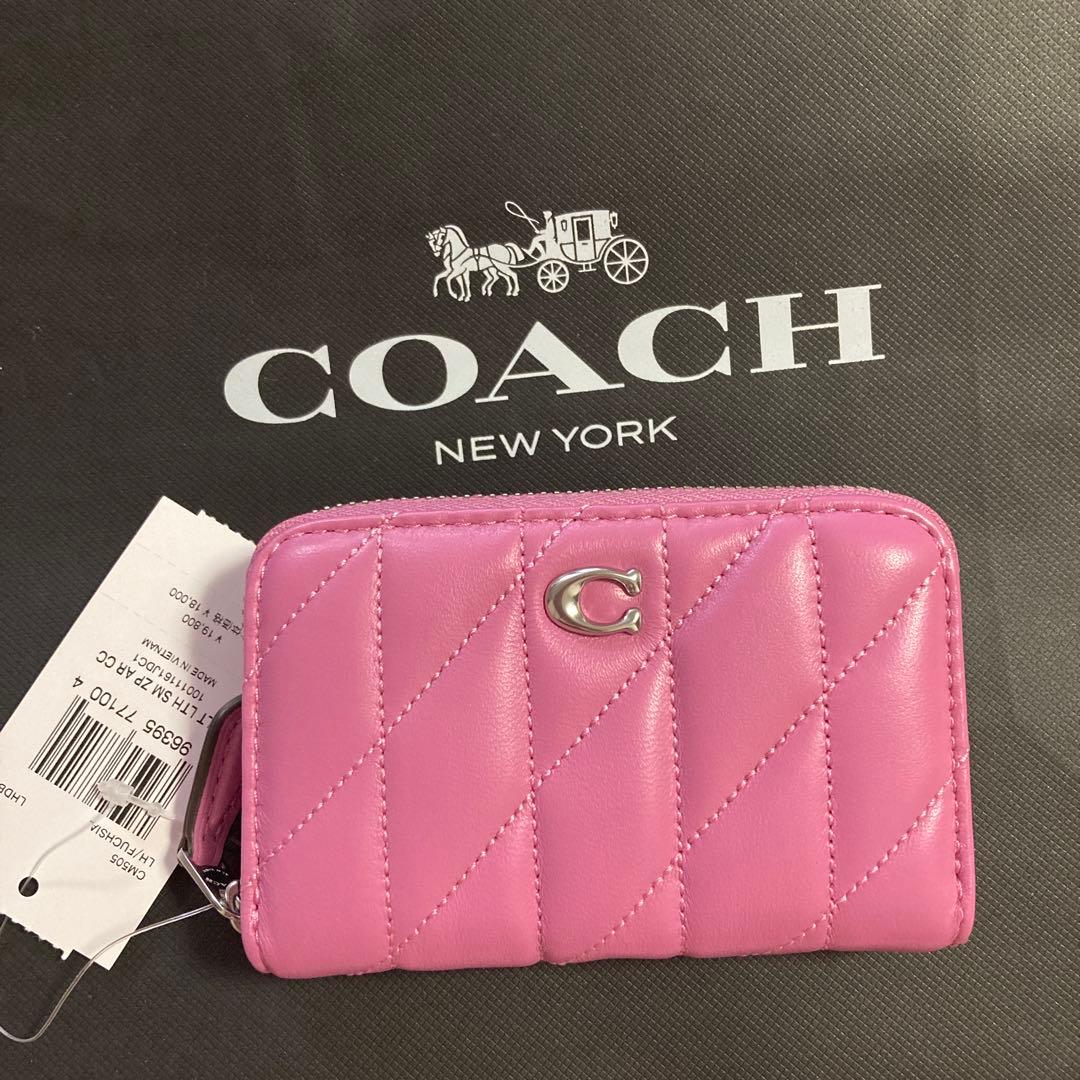 coach コーチ　正規品　キルティング　ケース　ピンク　財布　カード
