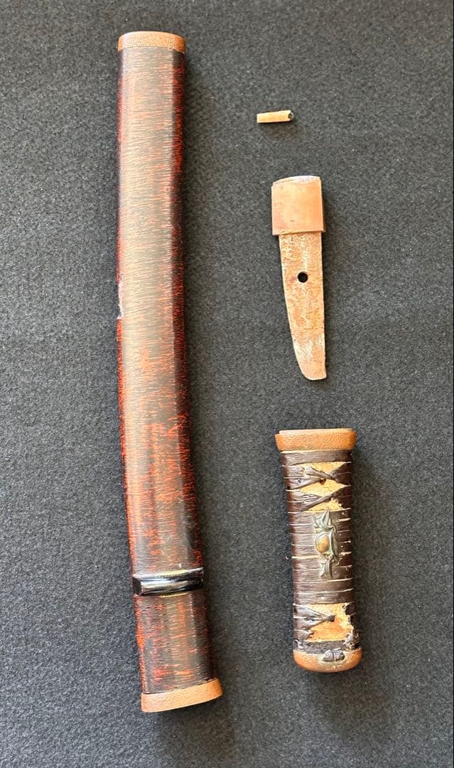 脇差時代拵え　残欠刃引合法カット品　日本刀　本歌　玉鋼日本刀　長さ約45cm A