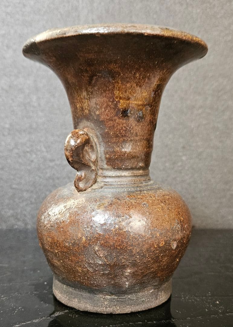 江戸時代古信楽双耳壺花入れ花生け茶道具茶器華道具花器オブジェ