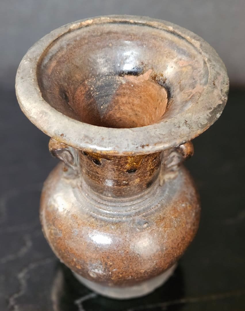 江戸時代古信楽双耳壺花入れ花生け茶道具茶器華道具花器オブジェ