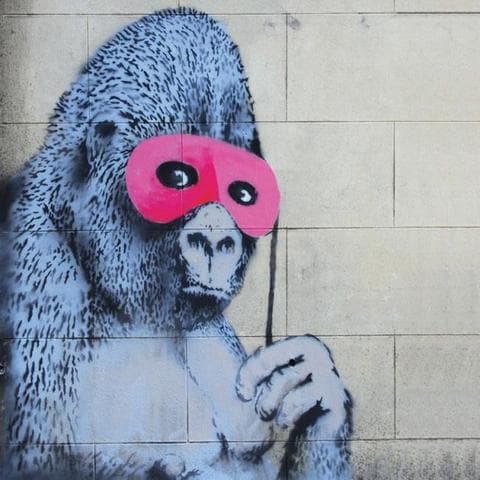 限定特殊マット額装品/バンクシー Gorilla in a Pink Mask