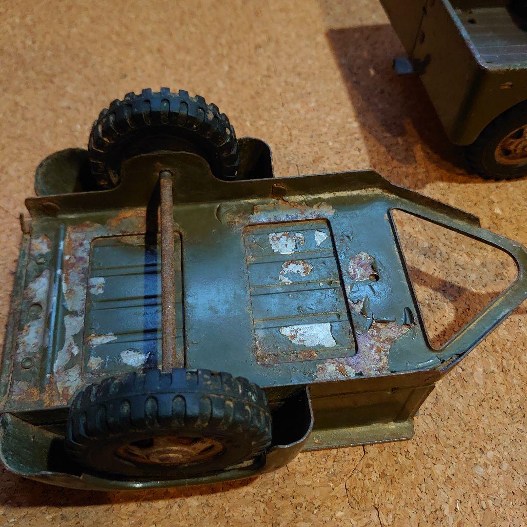 Tonka Jeep ブリキ ミニカー トレーラー付き