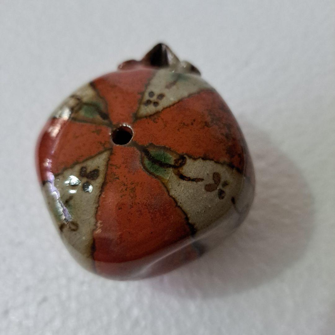 書道具　水滴　赤絵草図　　エクボ持ち手　名刻印