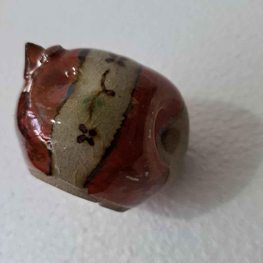 書道具　水滴　赤絵草図　　エクボ持ち手　名刻印