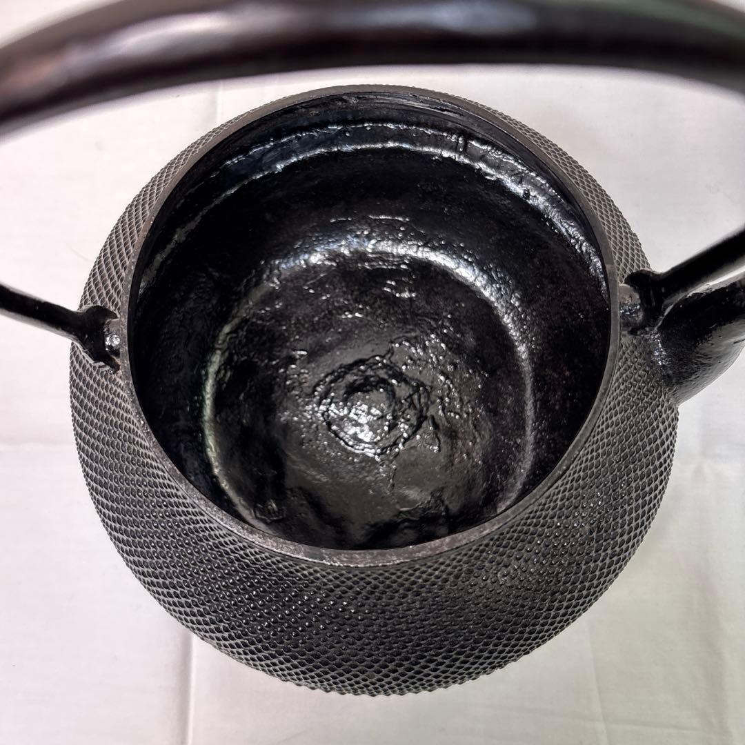 鉄瓶　旬利久作　アラレ模様　霰紋　大容量　2.2L 大型　南部鉄器　茶道具