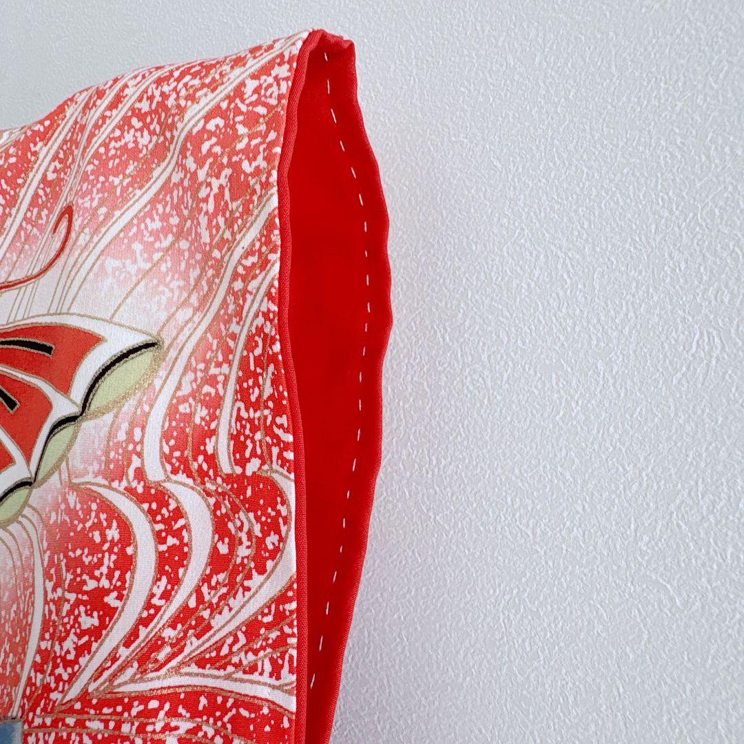 フルセット　七五三７歳女の子　赤地蝶桜　緑地袋帯　源氏車　簡単半衿　7105