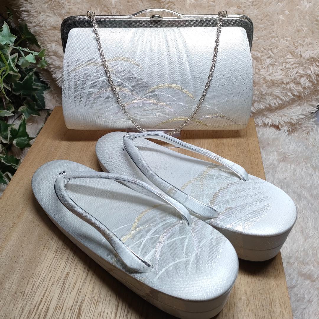 良品】草履バッグセット シルバー フォーマル 振袖用 成人式 結婚式