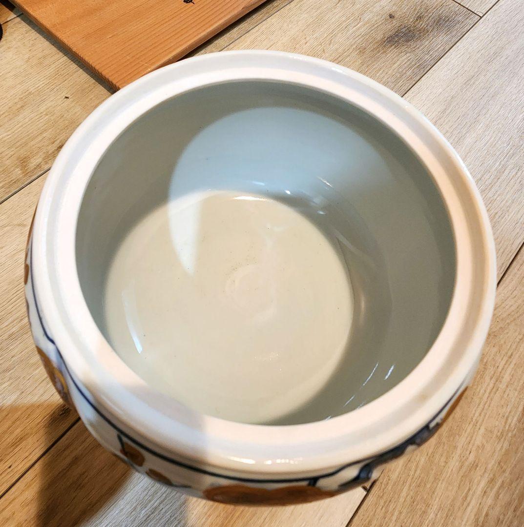 京焼　水指　染付金彩　稔梅　平安徳泉　茶道具