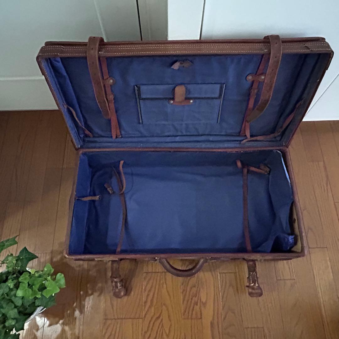 アンティーク革トランク 海軍中佐の大きなトランク 革製 重厚 ヴィンテージ