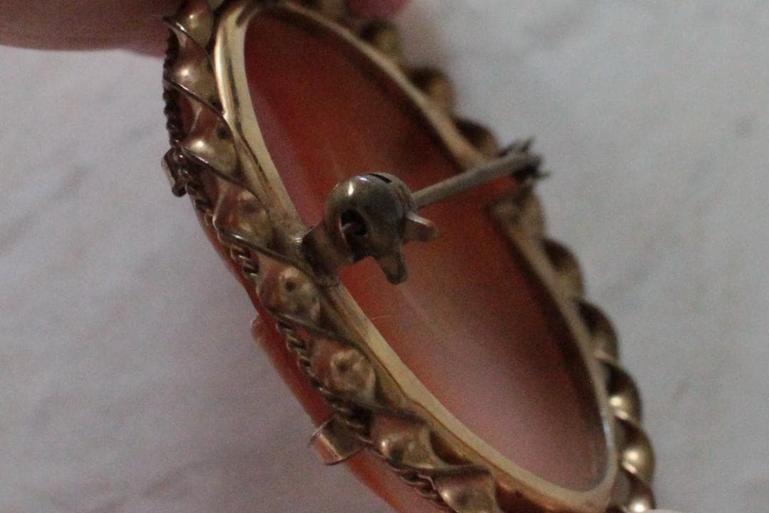 【E】アンティークシェルカメオブローチ