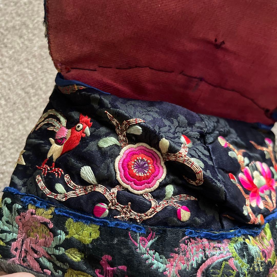 中国 1900年代初期 アンティーク 子供用帽子 インテリア 刺繍 古美術