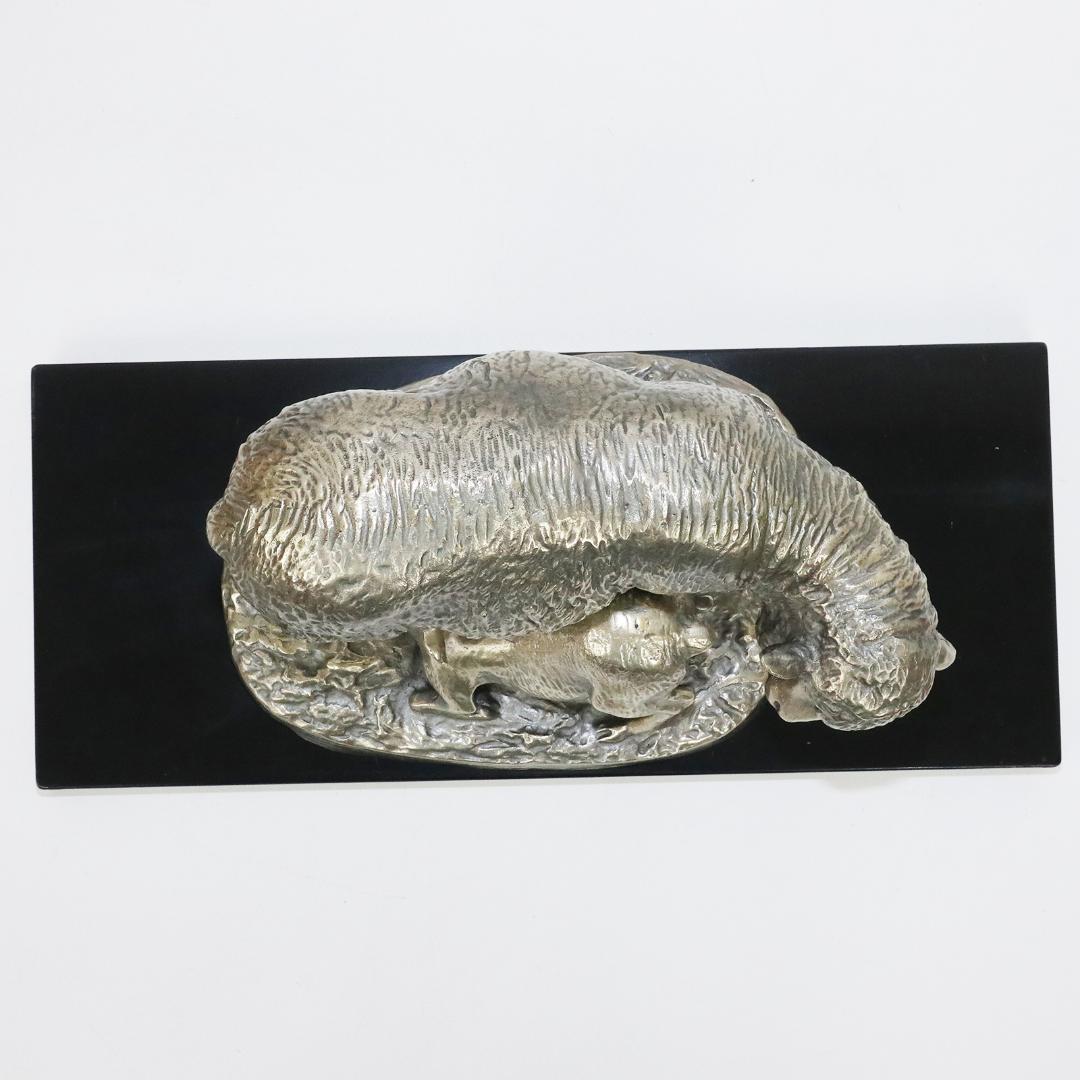 EMILE LIENARD エミール レナード 白銅製 羊 置物 栞 共箱