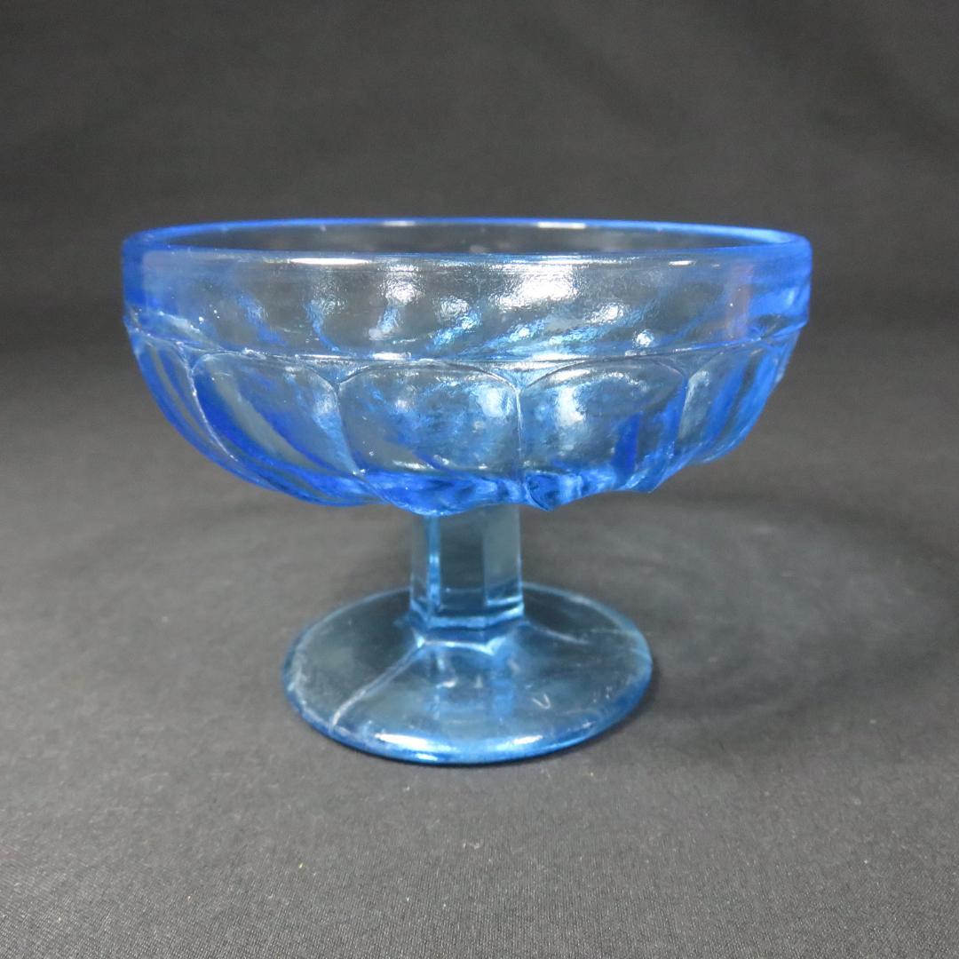 氷コップ ブルー 美品 3客 プレスガラス 明治 大正 昭和初期 アイス