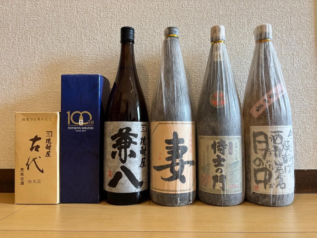 兼八 古代 長期貯蔵兼八 侍士の門 妻 月の中 プレミア焼酎セット 6本セット 兼八 四ッ谷酒造 焼酎屋 麦焼酎 25度 1800ml : お酒のちゃがたパーク