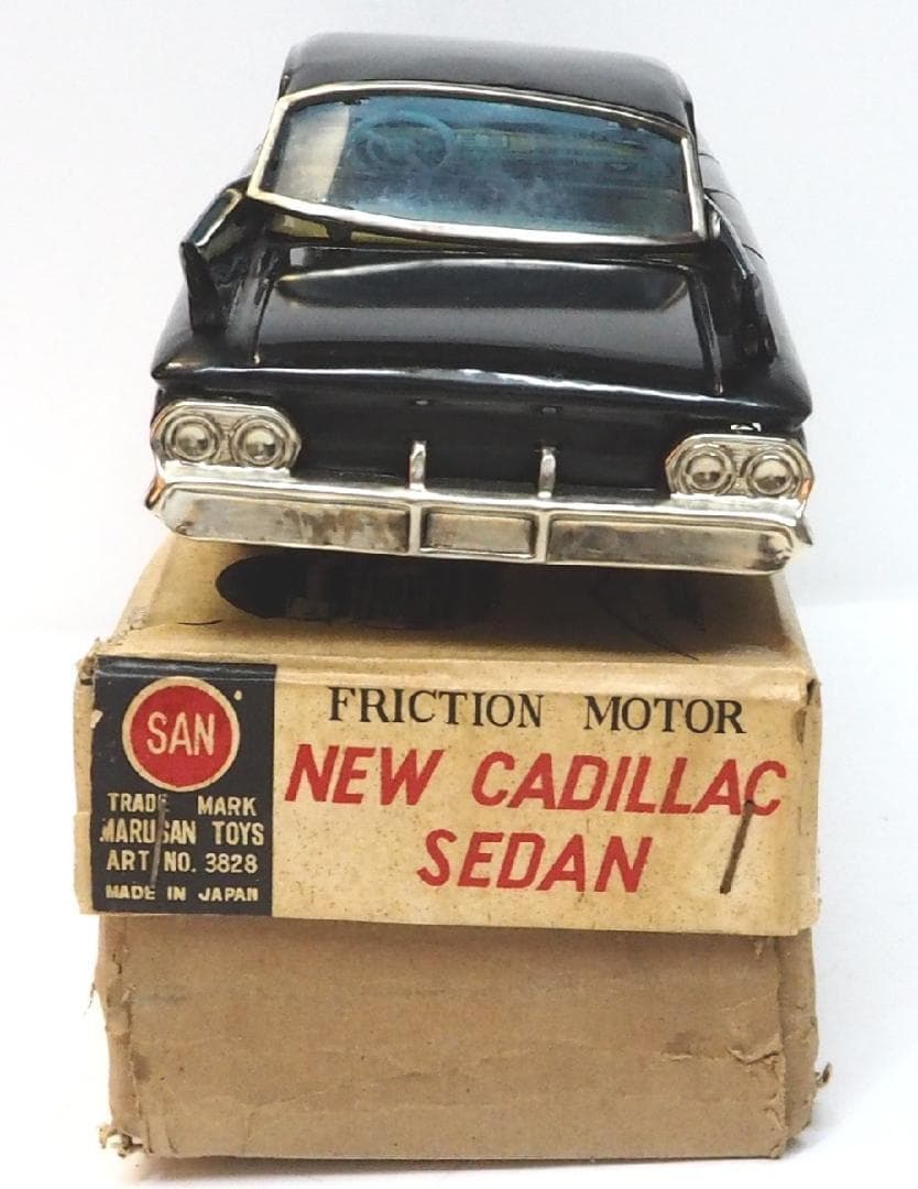 マルサン【キャデラック セダン黒ブラック】ブリキ自動車tin toy car箱付