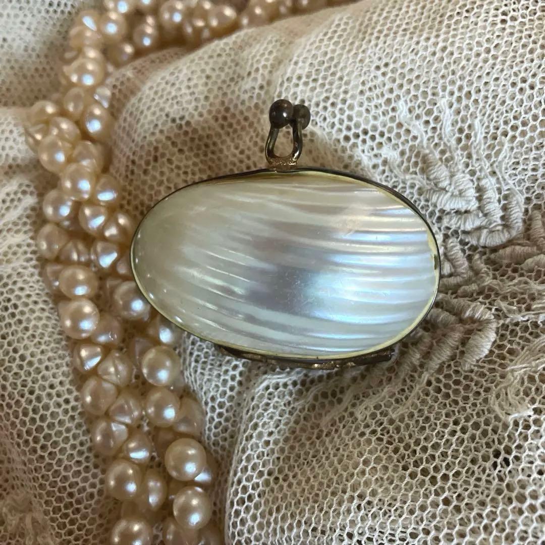 フランスアンティークマザーオブパール　白蝶貝 純銀 白蝶貝 アンティークブローチ マザーオブパール フランス