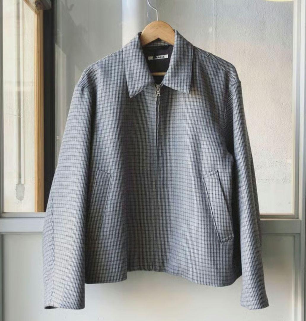 AURALEE グレー チェック柄 ジップアップジャケット