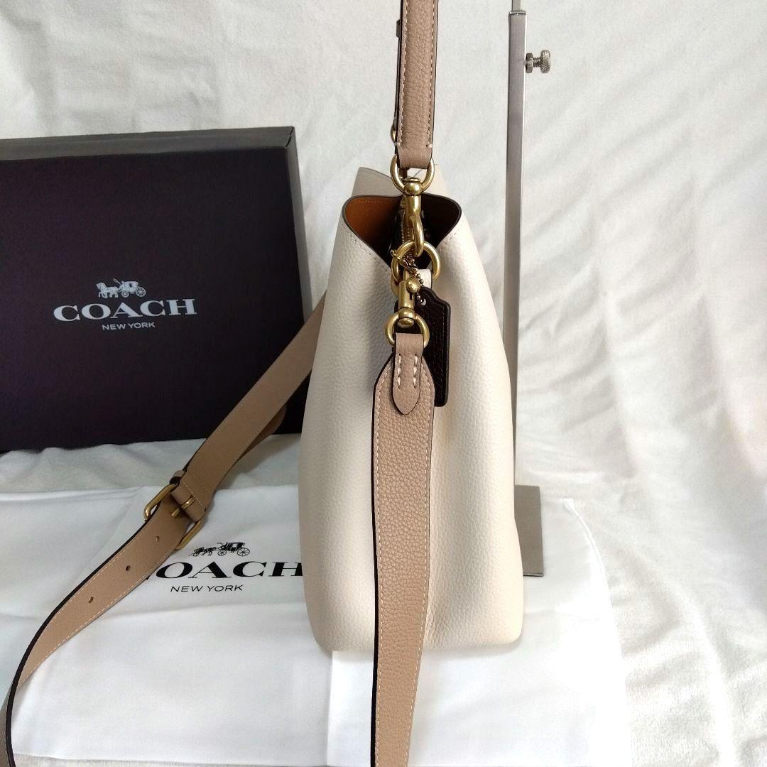 COACH ウィロウ トート ショルダーバッグ ターンロック ホワイト レザー