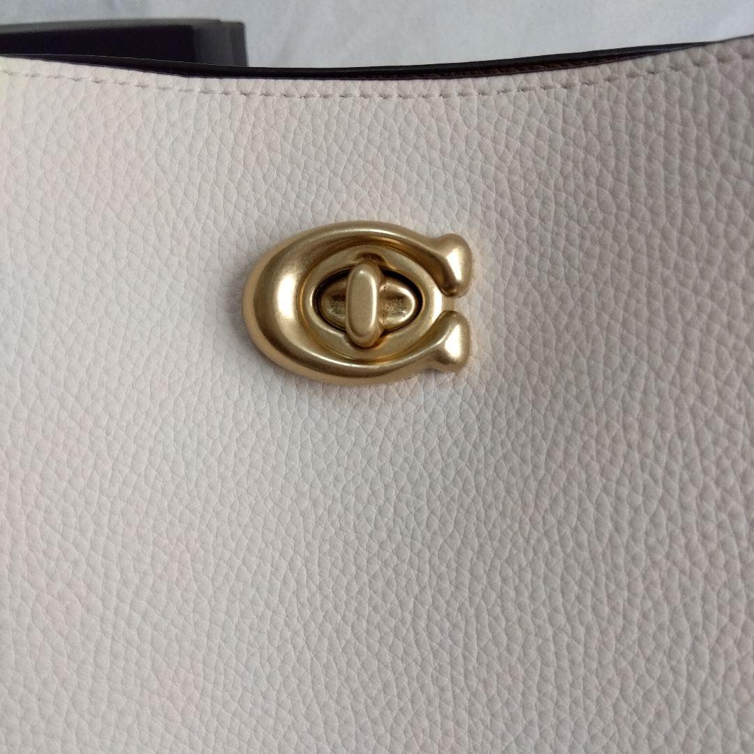 COACH ウィロウ トート ショルダーバッグ ターンロック ホワイト レザー