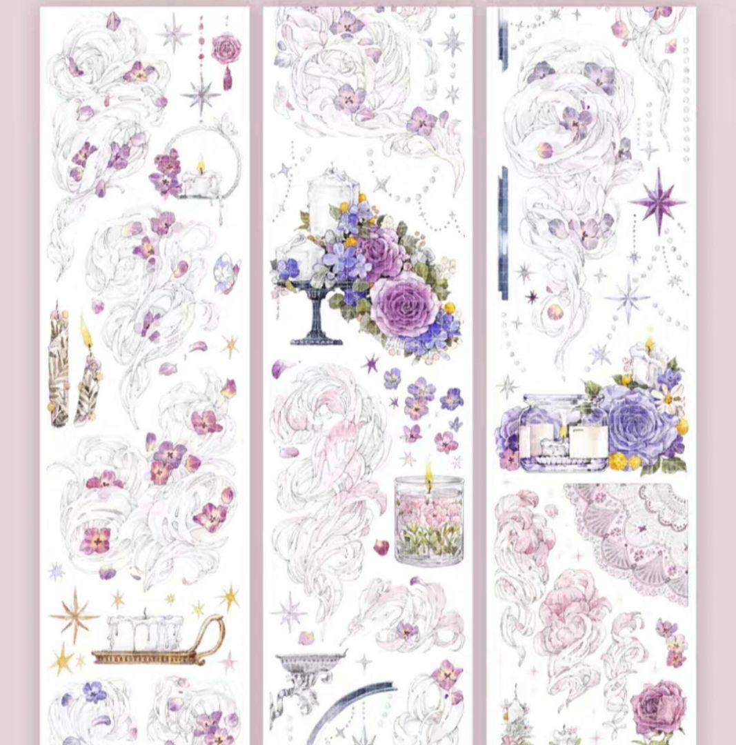 巻売 497☆ 海外 マスキングテープ マステ PET 装飾 花 虹光