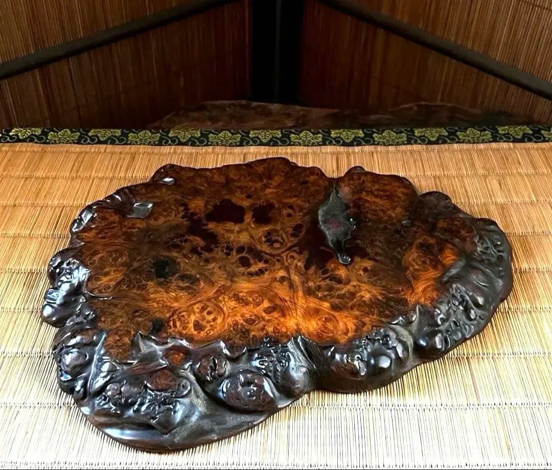 天然 古木 花梨 玉杢 瘤 花台 香台 盆栽台